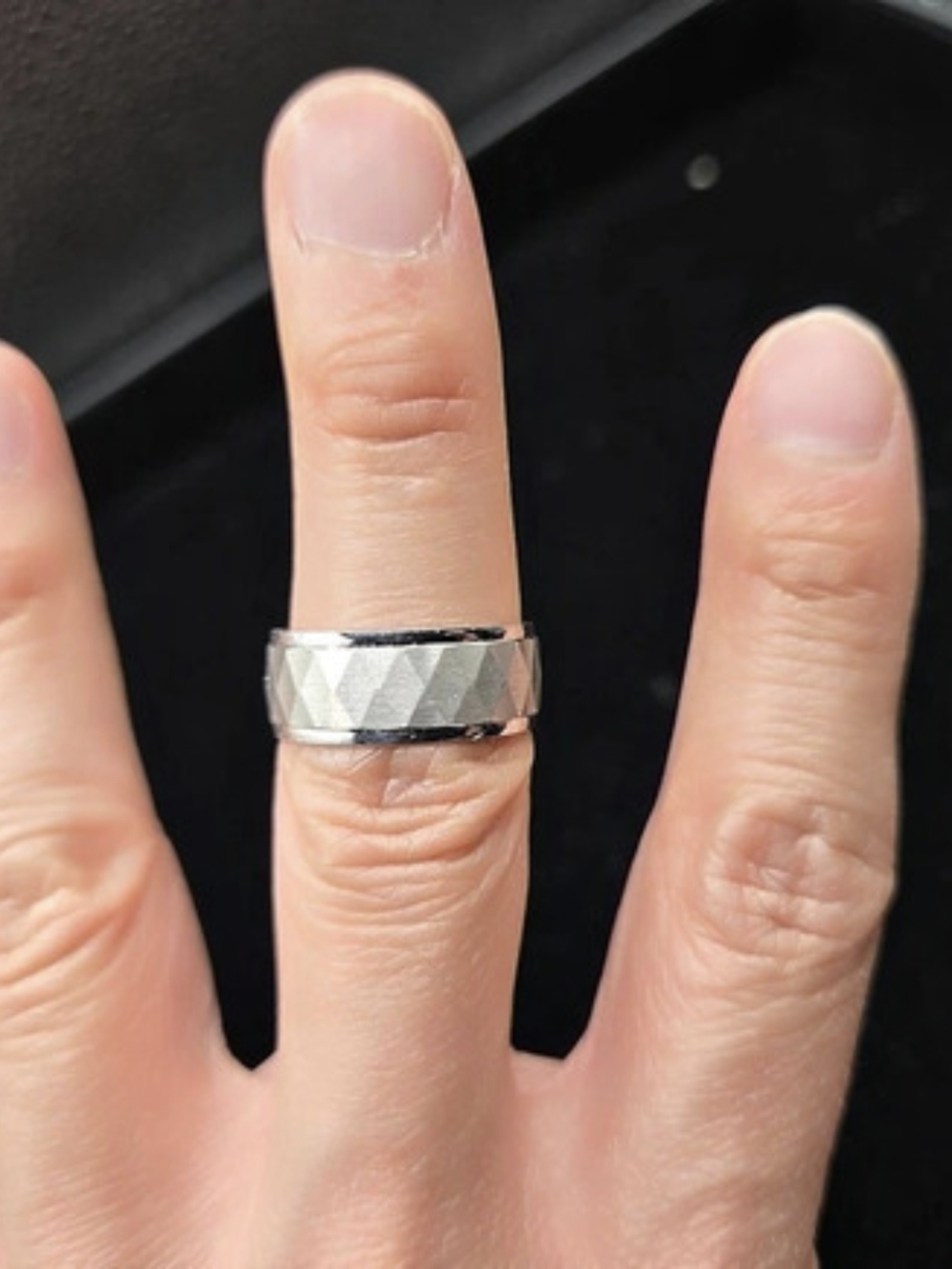 Faceted Sterling Silver 925 Ring Size 8
